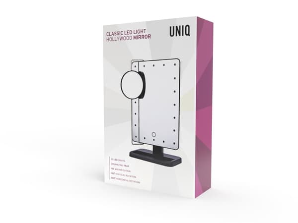 UNIQ Hollywood Makeup Spegel med LED-ljus - Svart