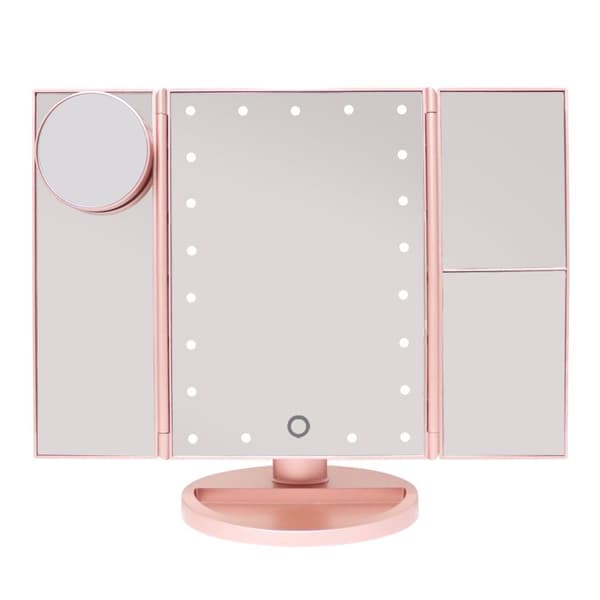 UNIQ LED Trifold Hollywood Makeup Spegel - RoseGold