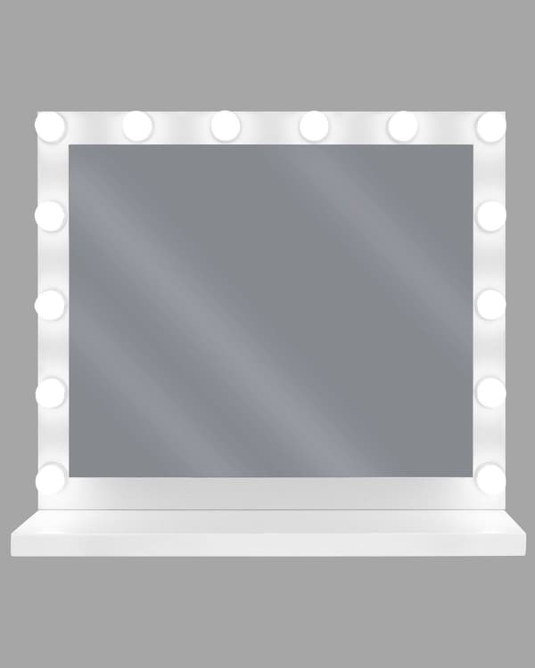 Sminkespejl med LED Hvidmetal 50 x 60 cm Rektangulært Hollywood Illuminerede Pære Toiletbord