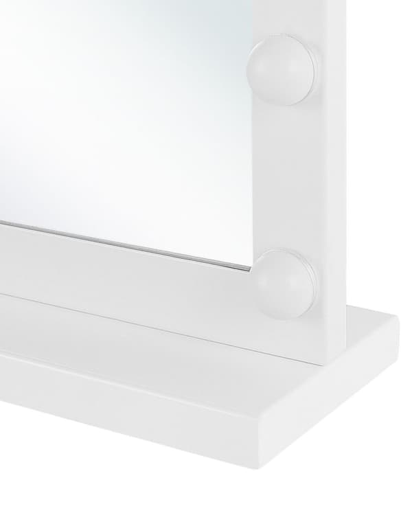 Sminkespejl med LED Hvidmetal 50 x 60 cm Rektangulært Hollywood Illuminerede Pære Toiletbord