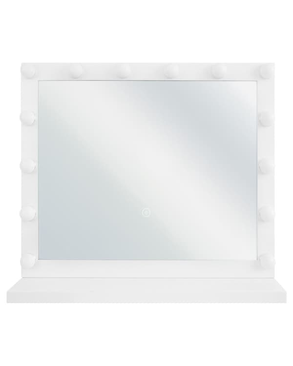 Sminkespejl med LED Hvidmetal 50 x 60 cm Rektangulært Hollywood Illuminerede Pære Toiletbord