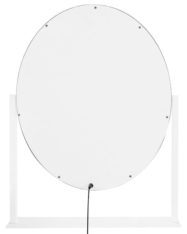 Makeup spejl med LED Hvid Jern 50 x 60 cm Sminkespejl med Lys Oval Hollywood Inspireret Pære med Touch Funktion Bordspejl Pigeværelse