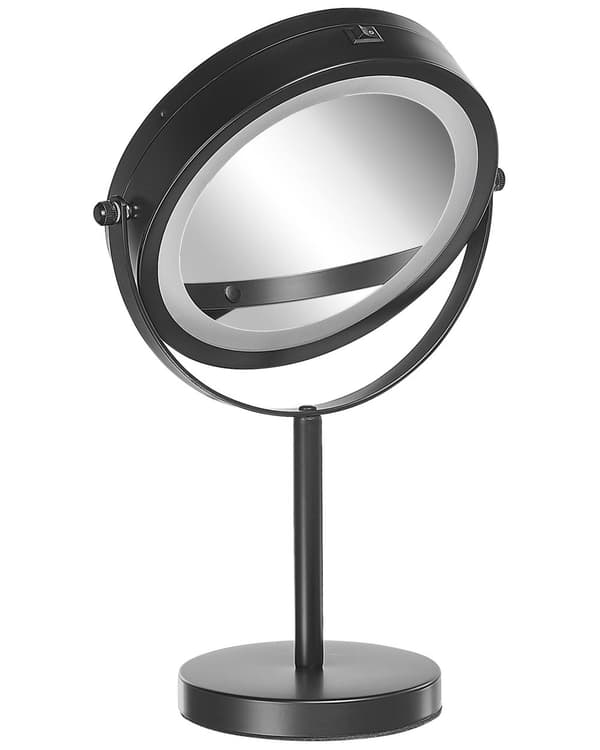 Meikkipeili LED-valoilla musta metallia 33 x 17 x 12 cm kääntyvä moderni tyyli