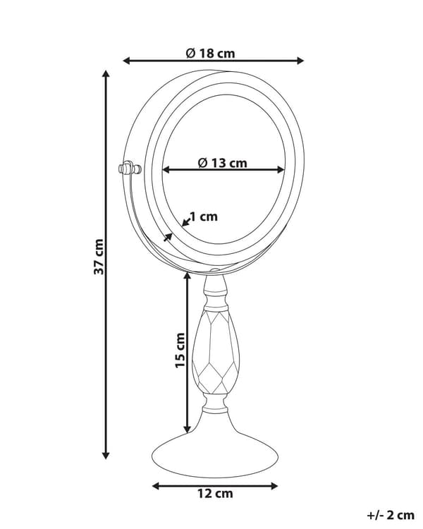 Meikkipeili hopeinen LED-valolla metallinen 18 cm moderni tyyli