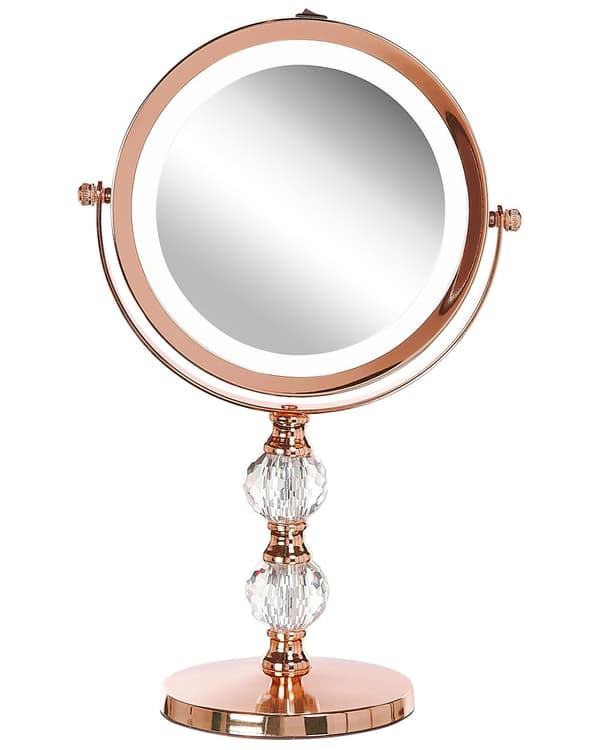 Meikkipeili ruusukultainen LED-valolla metallinen 18 cm moderni tyyli