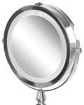 Miniatyrbillede 9 af 9: Makeup Spejl Sølv Jern Metal ø 13 cm Rund Lille Forstørrelses Spejl med LED Lys 1x/5x Sminkespejl Dobbeltsidet Kosmetik til Sminkebord