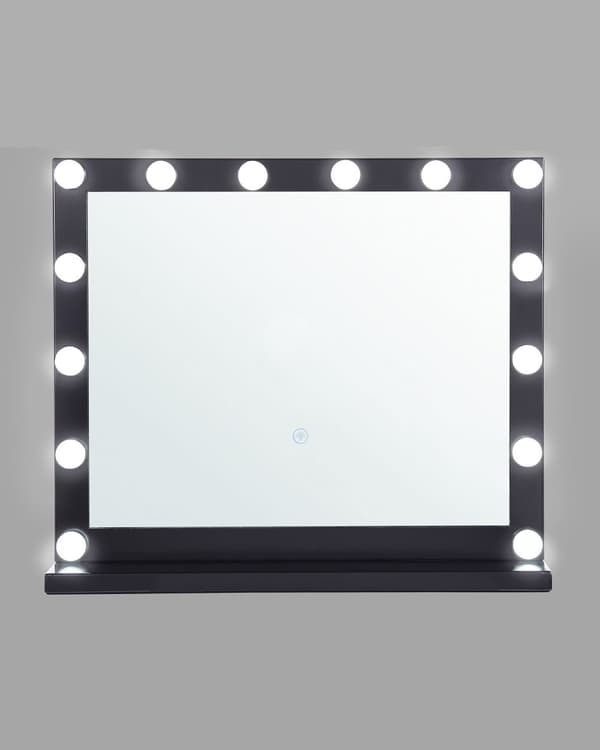 Sminkespejl med LED Sort Metal 50 x 60 cm Rektangulært Toiletbord