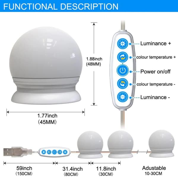 Hollywood Makeup Mirror Light Kit LED-spejl White