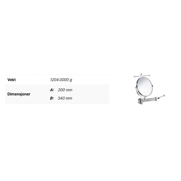 Smedbo Outline FK445 Sminkespeil 7x Svingbar Arm