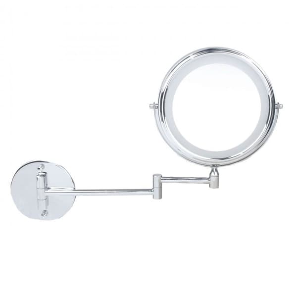 Makeup spejl - barberspejl - med LED - 20 cm - krom