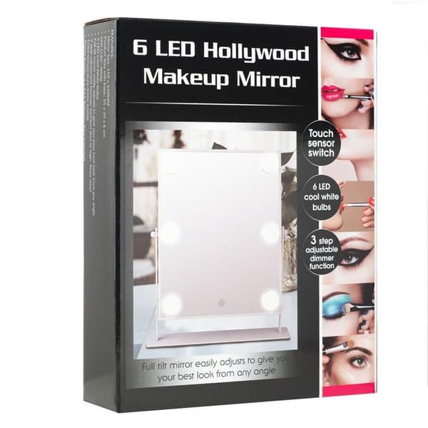 UNIQ sminkspegel med belysning - hollywood spegel - makeup spegel -make up spegel med lys - vit - dimbar med tre ljuslägen