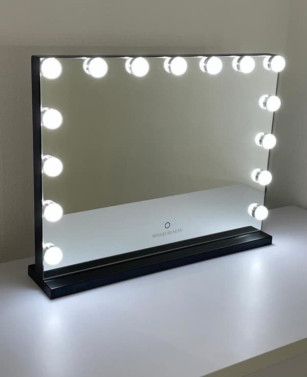 Bright Beauty Vanity Namira - hollywood peili - meikkipeili - peili musta - kolme valotilaa