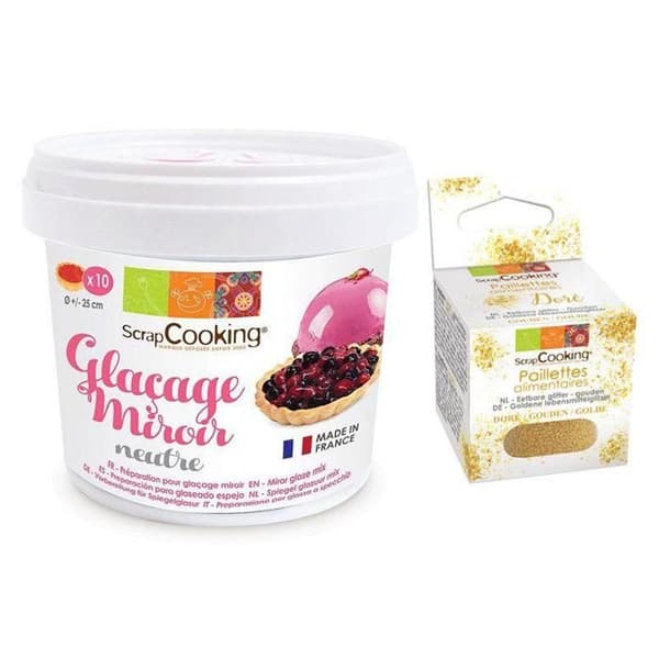 Förberedelse för neutral spegelglasyr 220 g + gyllene glitter