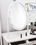 Miniatyrbilde 4 av 7: Stående Sminkespeil med LED Hvit 50 x 60 cm Oval Hollywood-Belysning Sminkebord med pærer