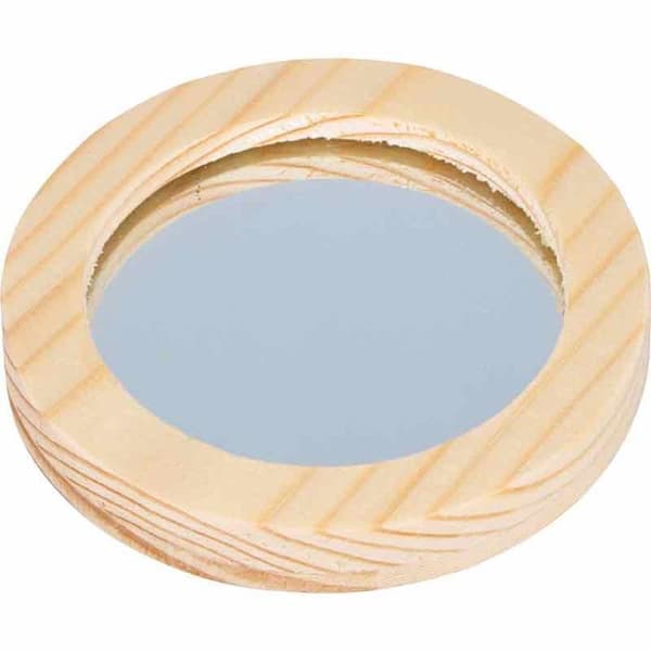 Set med 6 fickspeglar i trä - 7,5 x 1 cm