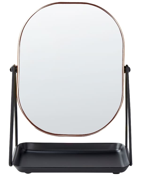 Makeup Spejl Rose Guld Metal 20 x 22 cm Toiletbord Dobbeltsidet Forstørrelsesspejl Dekorativt