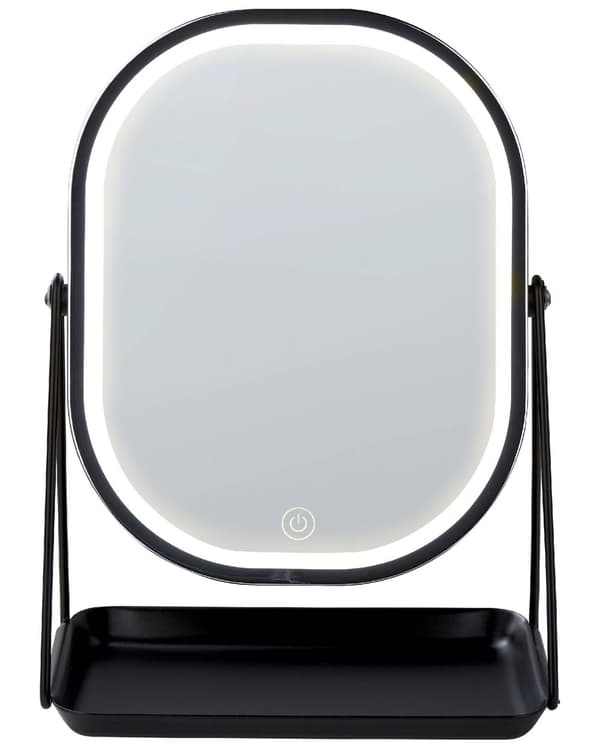 Oplyst Makeup Spejl Sølv Metal 20 x 22 cm Toiletbord LED Spejl Dekorativ