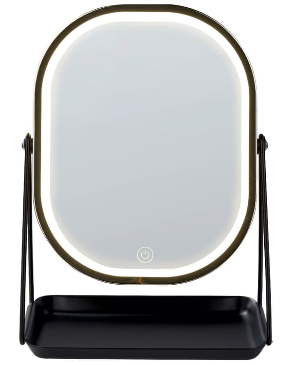 Oplyst Makeup Spejl Sølv Metal 20 x 22 cm Toiletbord LED Spejl Dekorativ