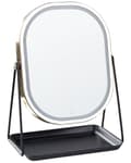 Miniatyrbillede 6 af 9: Oplyst Makeup Spejl Sølv Metal 20 x 22 cm Toiletbord LED Spejl Dekorativ