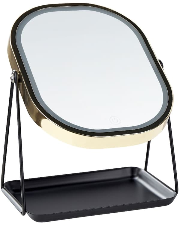 Oplyst Makeup Spejl Sølv Metal 20 x 22 cm Toiletbord LED Spejl Dekorativ