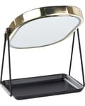 Miniatyrbillede 8 af 9: Oplyst Makeup Spejl Sølv Metal 20 x 22 cm Toiletbord LED Spejl Dekorativ