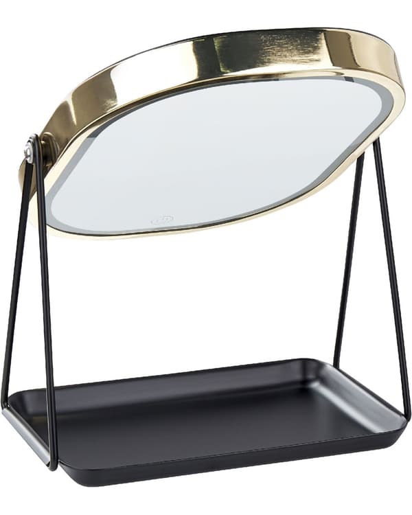 Oplyst Makeup Spejl Sølv Metal 20 x 22 cm Toiletbord LED Spejl Dekorativ