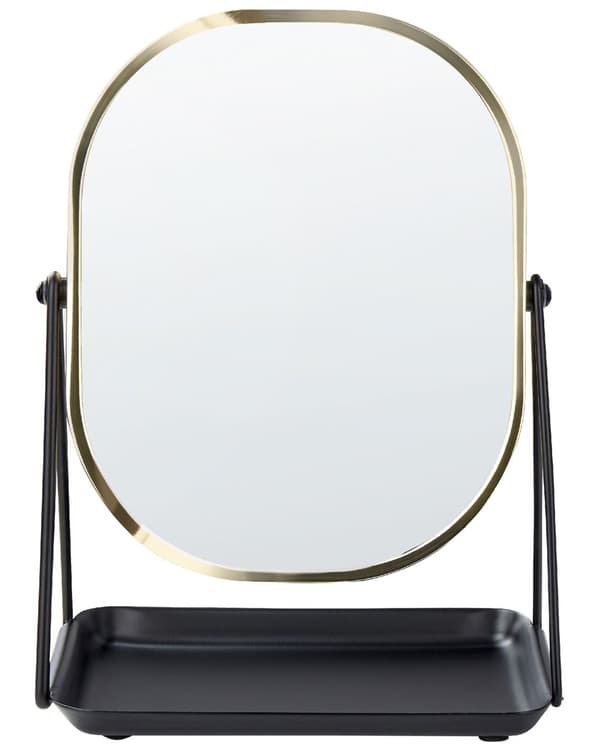 Makeup Spejl Guld Metal 20 x 22 cm Toiletbord Dobbeltsidet Forstørrelsesspejl Dekorativt