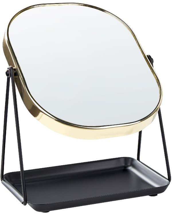 Makeup Spejl Guld Metal 20 x 22 cm Toiletbord Dobbeltsidet Forstørrelsesspejl Dekorativt