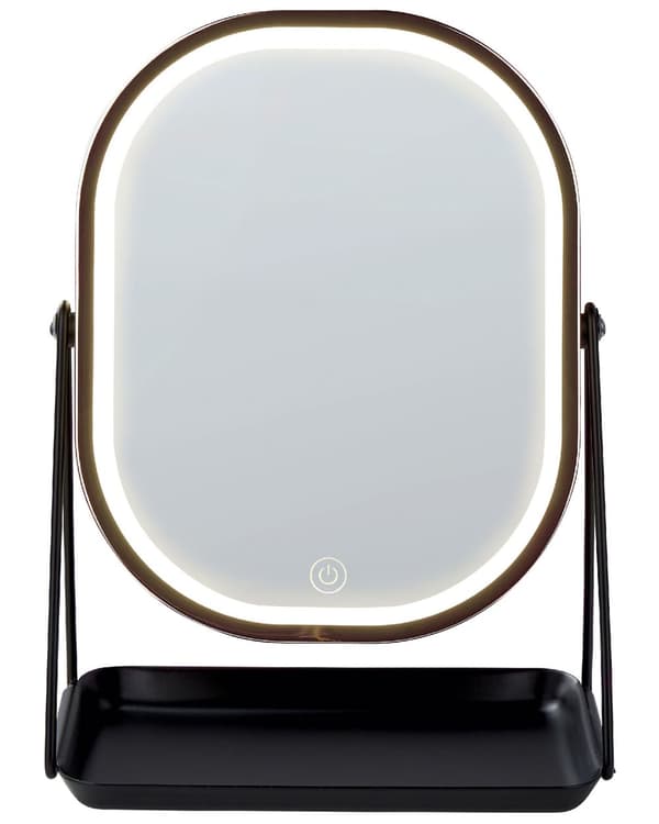 Oplyst Makeup Spejl Sølv Metal 20 x 22 cm Toiletbord LED Spejl Dekorativ