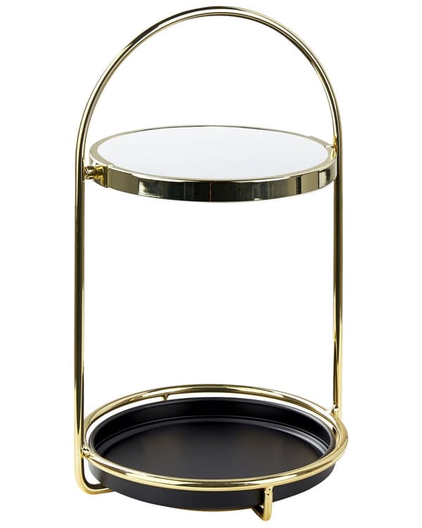Makeup Spejl Guld Jern Metal Stel ø 15 cm med Bakke 1x/3x Forstørrelse Dobbeltsidet Kosmetisk Skrivebord