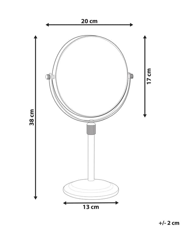 Makeup Spejl Glas Sølv Metal ø 20 cm Kosmetikspejl med Forstørrelse Dobbeltsidet Spejl til Sminkebord Design til Pigeværelse Sminkespejl