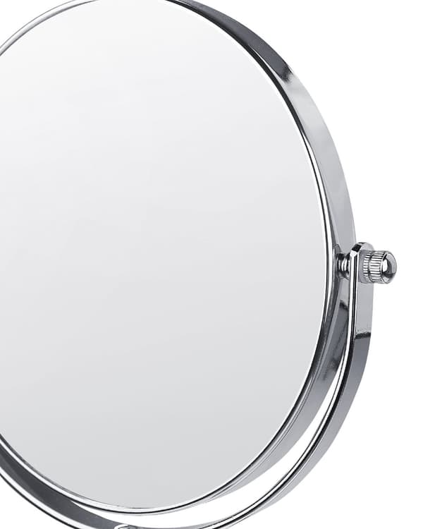 Makeup Spejl Glas Sølv Metal ø 20 cm Kosmetikspejl med Forstørrelse Dobbeltsidet Spejl til Sminkebord Design til Pigeværelse Sminkespejl
