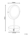 Pikkukuva 3 / 9: Meikkipeili ruusukulta/musta metallikehys keraaminen alusta ø 26 cm kaksipuolinen LED-valolla