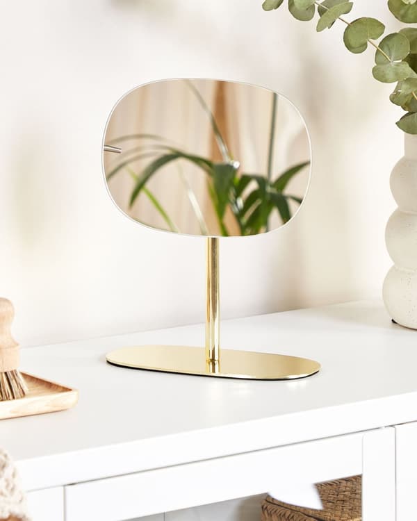 Meikkipeili kulta 20 x 31 x 20 cm metalli lasi suorakulmainen säädettävä moderni glamour