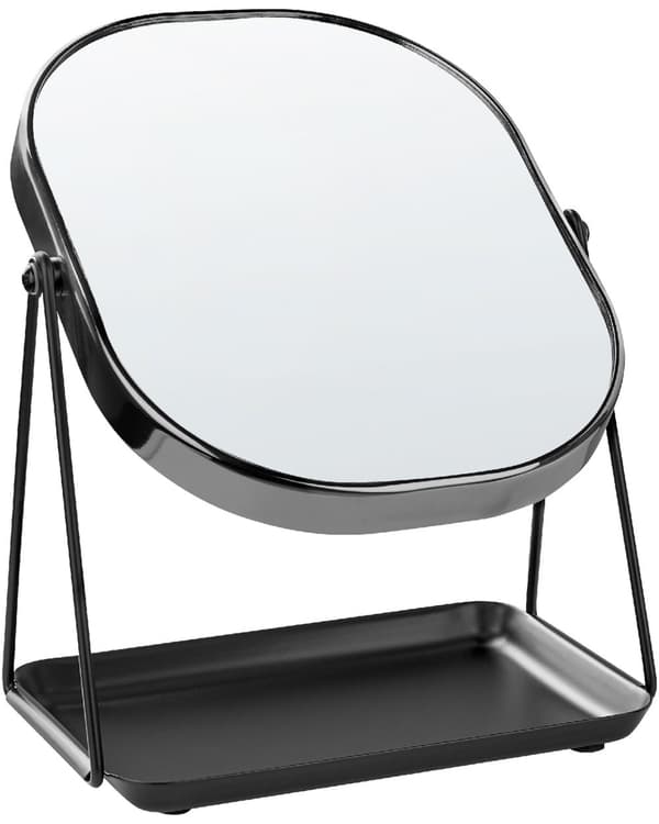 Meikkipeili musta 24 x 31 x 24 cm metalli lasi kaksipuolinen suurentava ovaali moderni glamour