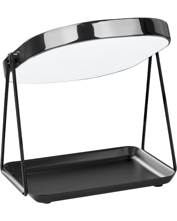 Meikkipeili musta 24 x 31 x 24 cm metalli lasi kaksipuolinen suurentava ovaali moderni glamour