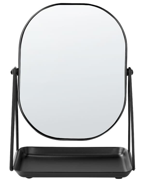 Meikkipeili musta 24 x 31 x 24 cm metalli lasi kaksipuolinen suurentava ovaali moderni glamour