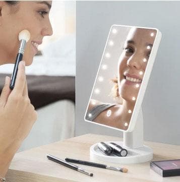 Justerbart sminkespeil med LED Hvit