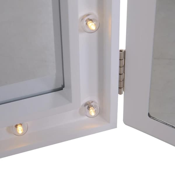 Rootz Sminkspegel - Sminkspegel - 16 LED-lampor - Batterier - Vit - MDF - 36-73 x 53,5 x 4,5 cm