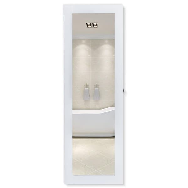 Rootz Smykkespejl - Smykkeskab - Vægspejl - 2 I 1 - Hvid - Opbevaringsplads - Smykker - 37 x 9,5 x 112 cm