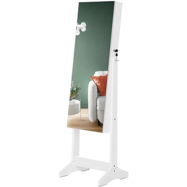 Rootz Smyckesspegel - Smyckesskåp - Spegelskåp - Sminkorganisator - Ramlös - Låsbar - Vit - MDF - 41,2 x 36,5 x 152 cm