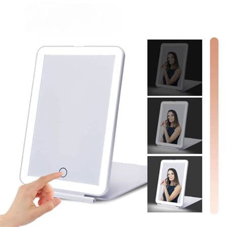 UNIQ Taitettava Ladattava LED-peili - Vanity-matkapeili - Valkoinen
