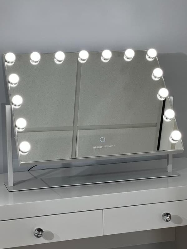 Bright Beauty Vanity Namira - make up spejl med belysning - hollywood spejl - schminke spejl med lys - hvid - dæmpbar med tre lystilstande - roterbar