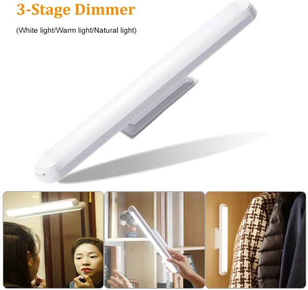 Makeup spejl lyspind på magnetisk monteret trådløs dæmpbar belysning USB recahrgeable lysstrimmel til bordspejlskab