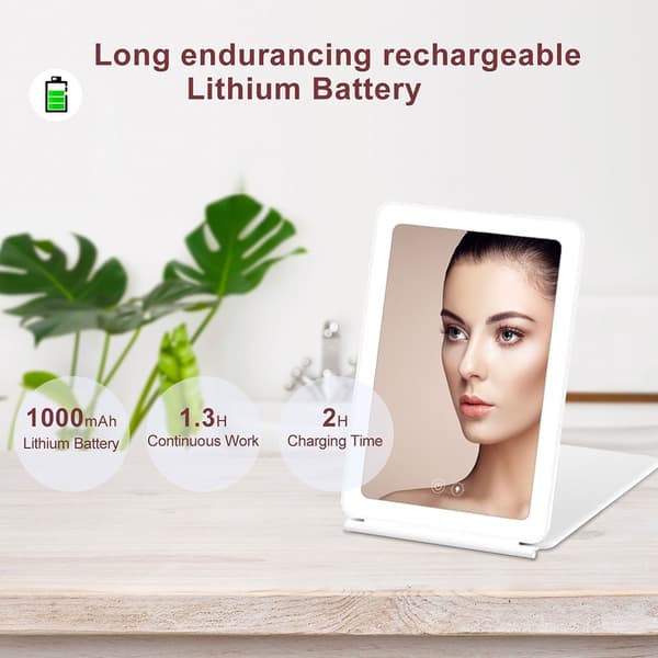 Sammenfoldeligt bærbart LED makeup spejl med 3X forstørrelse
