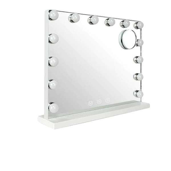 Sminkbordsspegel, Ljus med 3 Färglägen, Förstoring, 58x44cm Svart, 220-240V