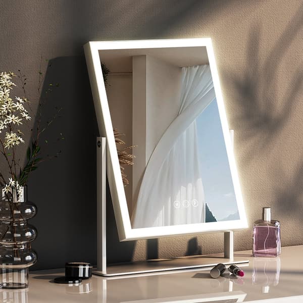 FENCHILIN Hollywood makeup spejl med lys 360° drejelig bordplade spejl hvid 30 x 41 cm makeup spejl vanity