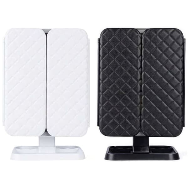 LED Makeup Spejl med 1x/2x/3x Forstørrelse, Touchscreen, Foldbart Stativ, 180° Rotation White