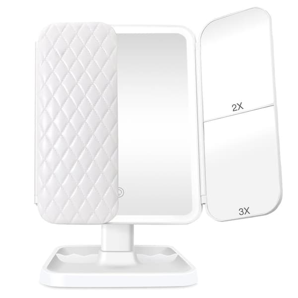 LED Meikkipeili 1x/2x/3x Suurennoksella, Kosketusnäyttö, Taitettava Jalusta, 180° Kääntö