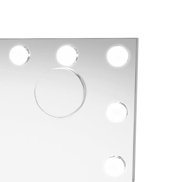 Light Up Hollywood Mirror LED Vanity Makeup Table Wall Touch Screen Dimmable 3 Colour Modes Bluetooth Speaker 2 Charging Ports USB-A & USB-C Microfibr